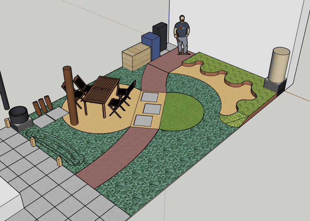 Wilde variant met houtsnippers en keyhole-tuin
