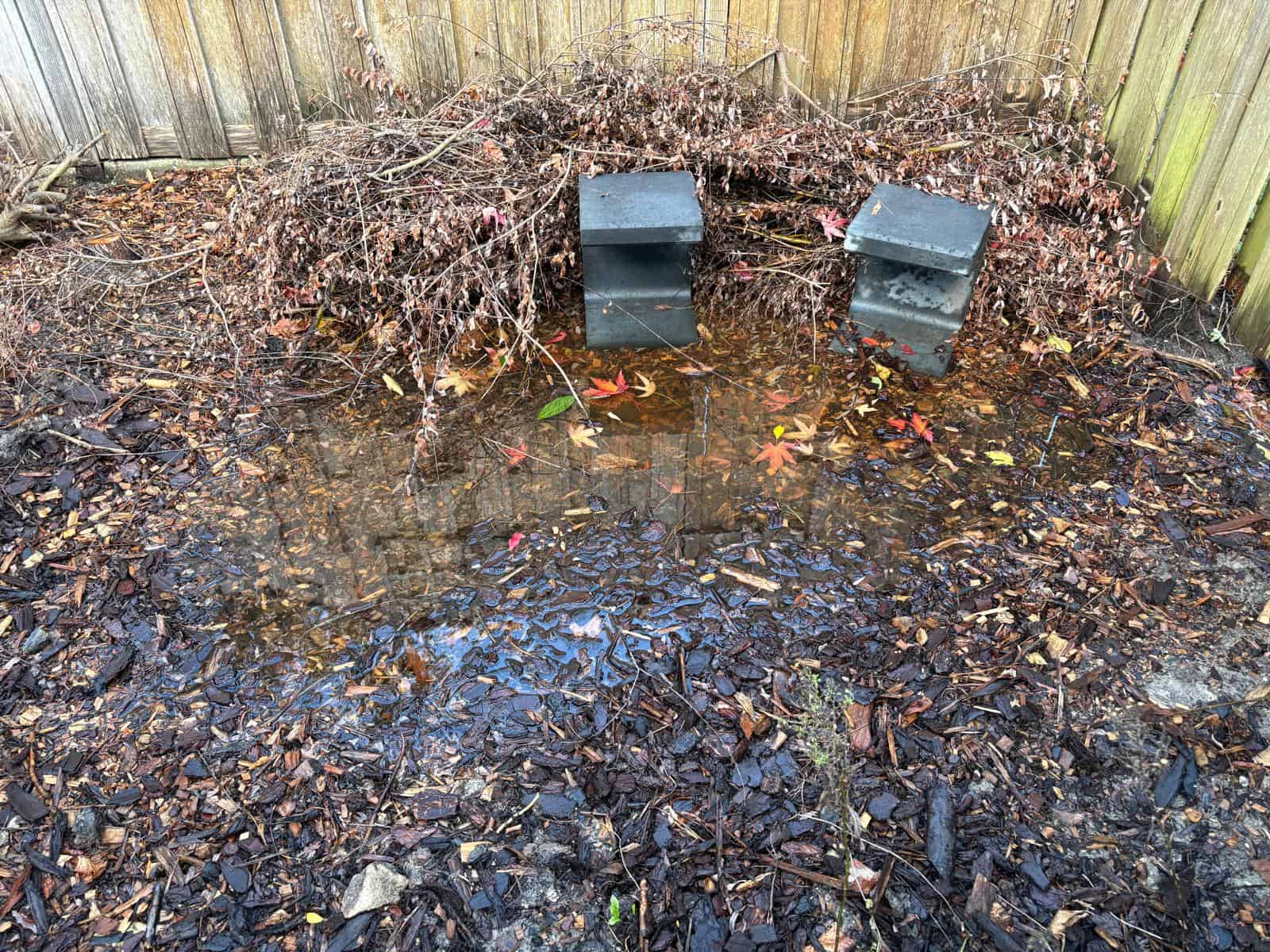 Houtsnipperterras met afwateringssysteem
