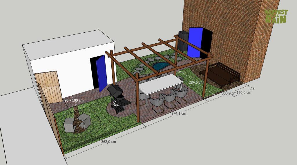 Definitief ontwerp met maten, bovenaanzicht
